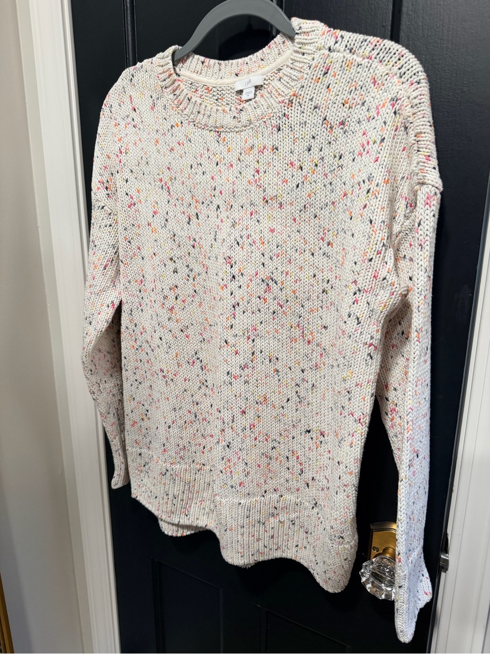 J. Jill Cream Speckled Crewneck Sweater with Multicolor Flecks